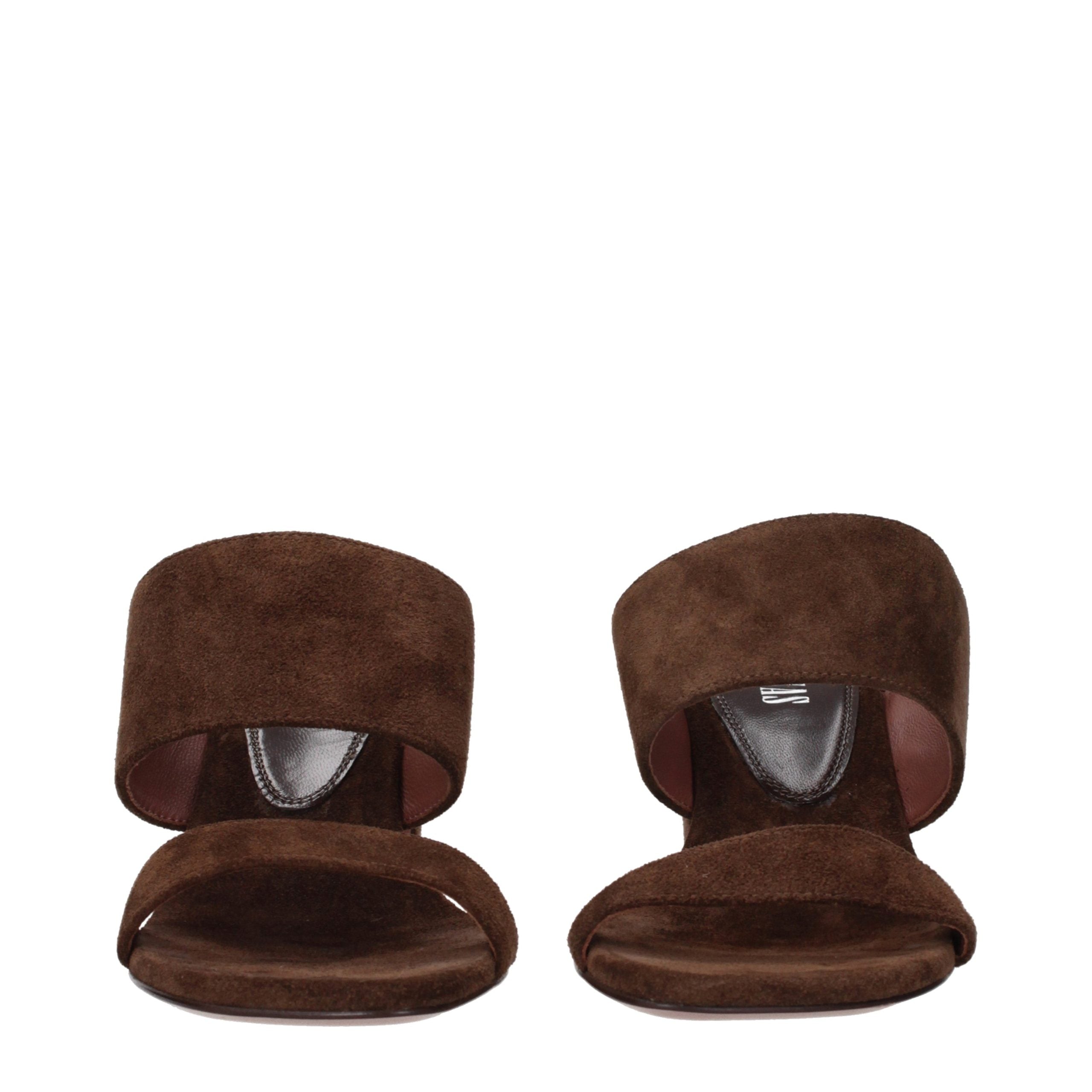 Paris Texas Brown Leather Platform Women's Sandals