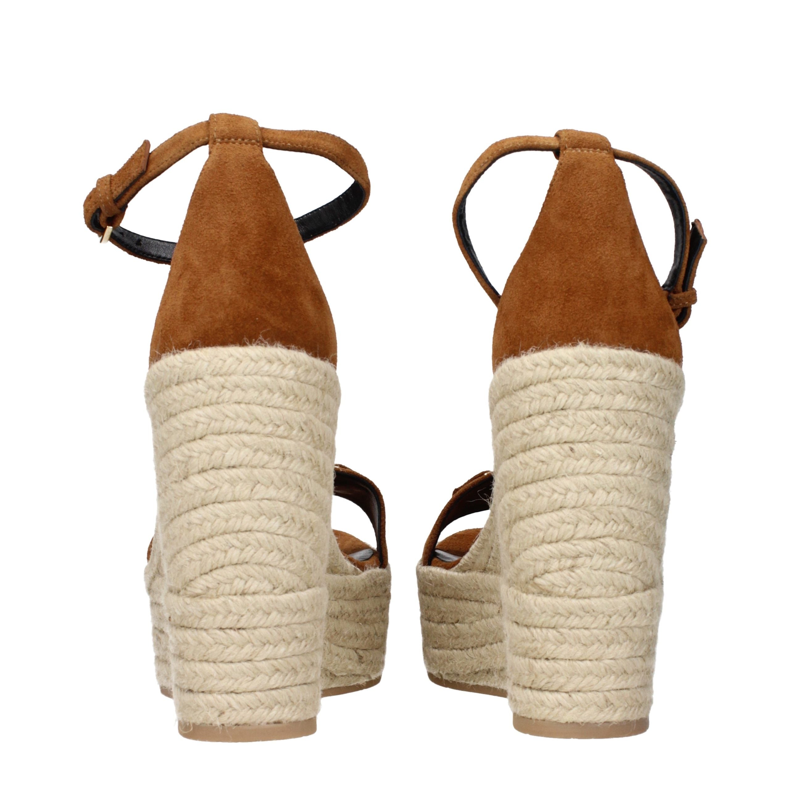 Versace Brown Leather Wedge Women's Sandals