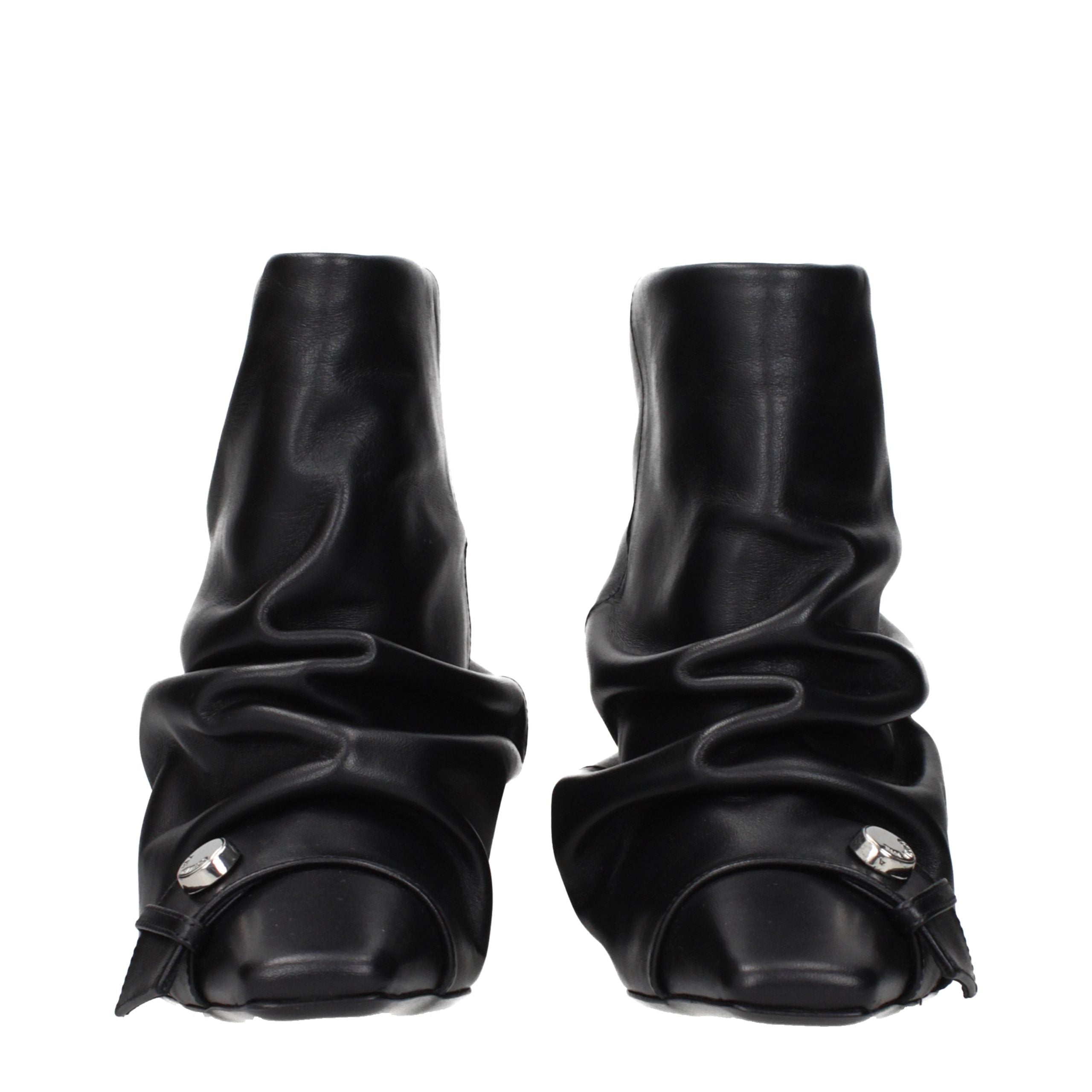 The Attico Black Leather Ankle Women's Boots