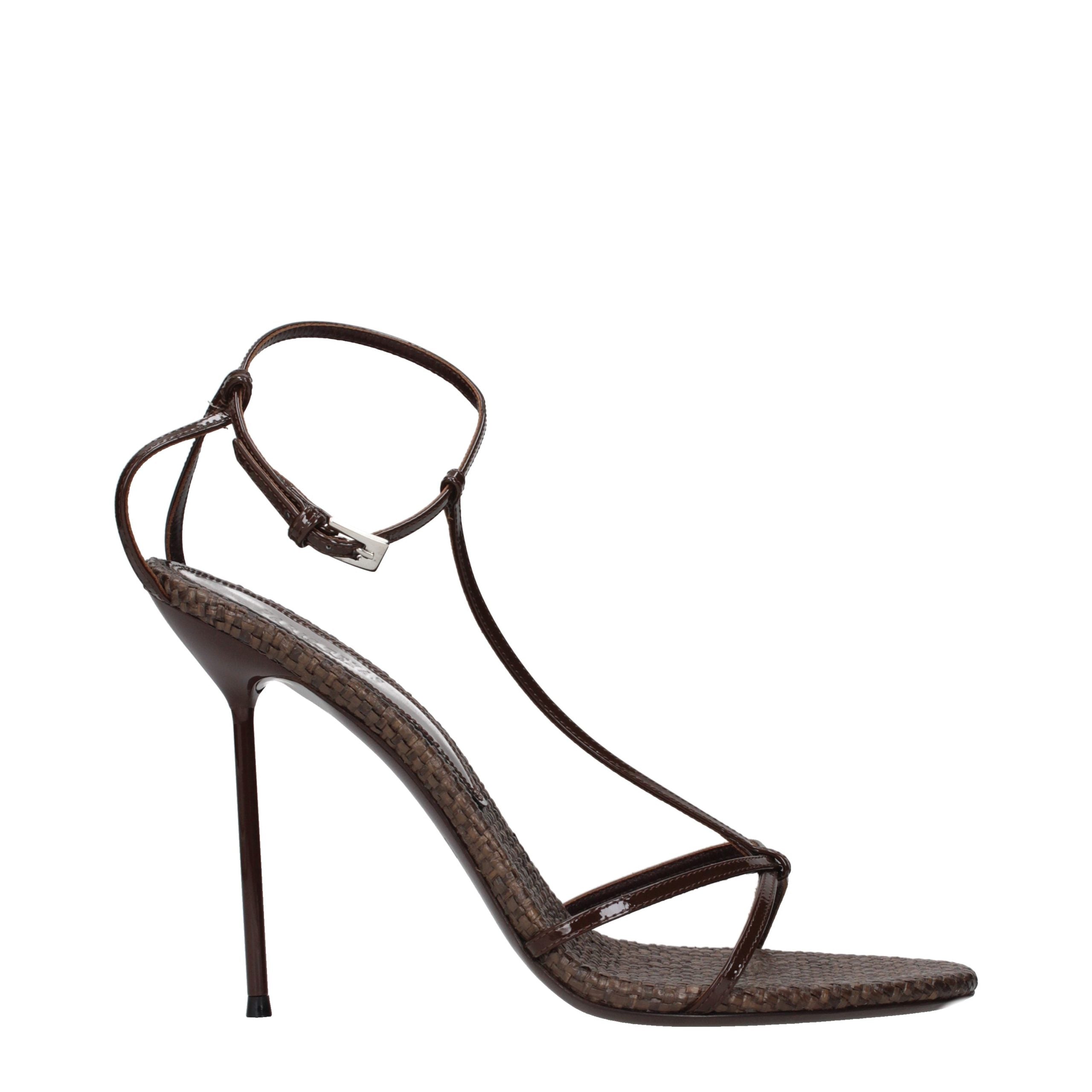 Paris Texas Brown Leather Stiletto Heel Women's Sandals