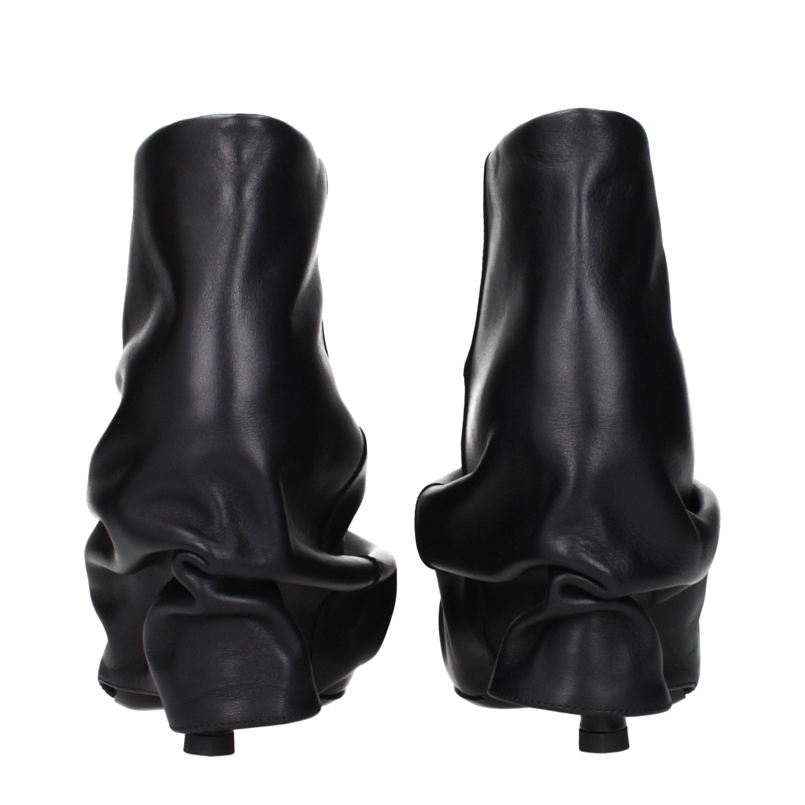 The Attico Black Leather Ankle Women's Boots