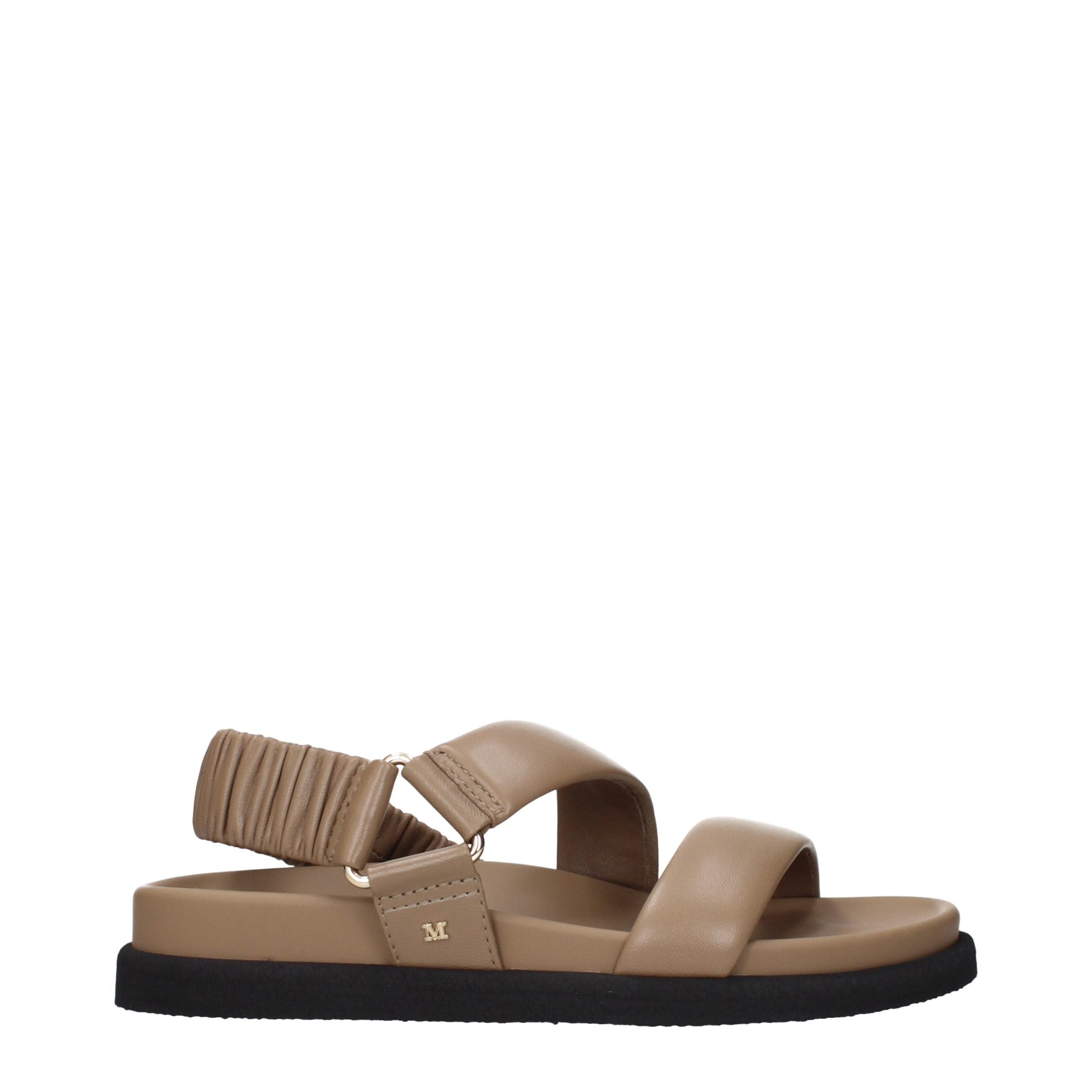 Max Mara Brown Leather Flat Women's Sandals