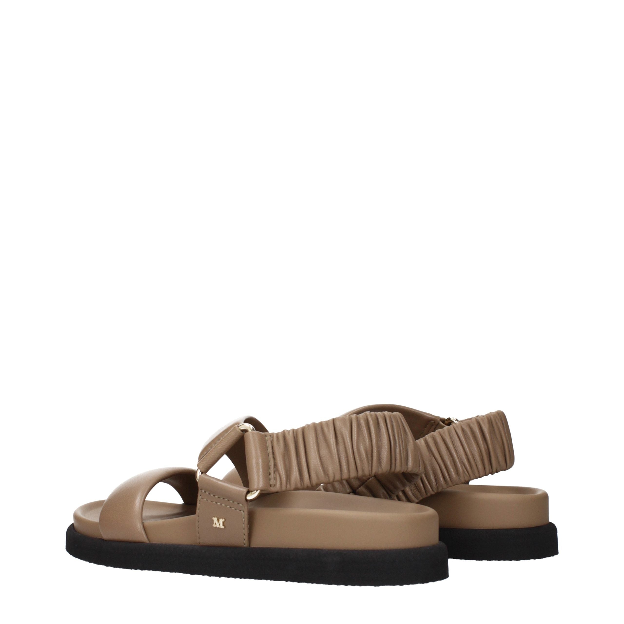 Max Mara Brown Leather Flat Women's Sandals