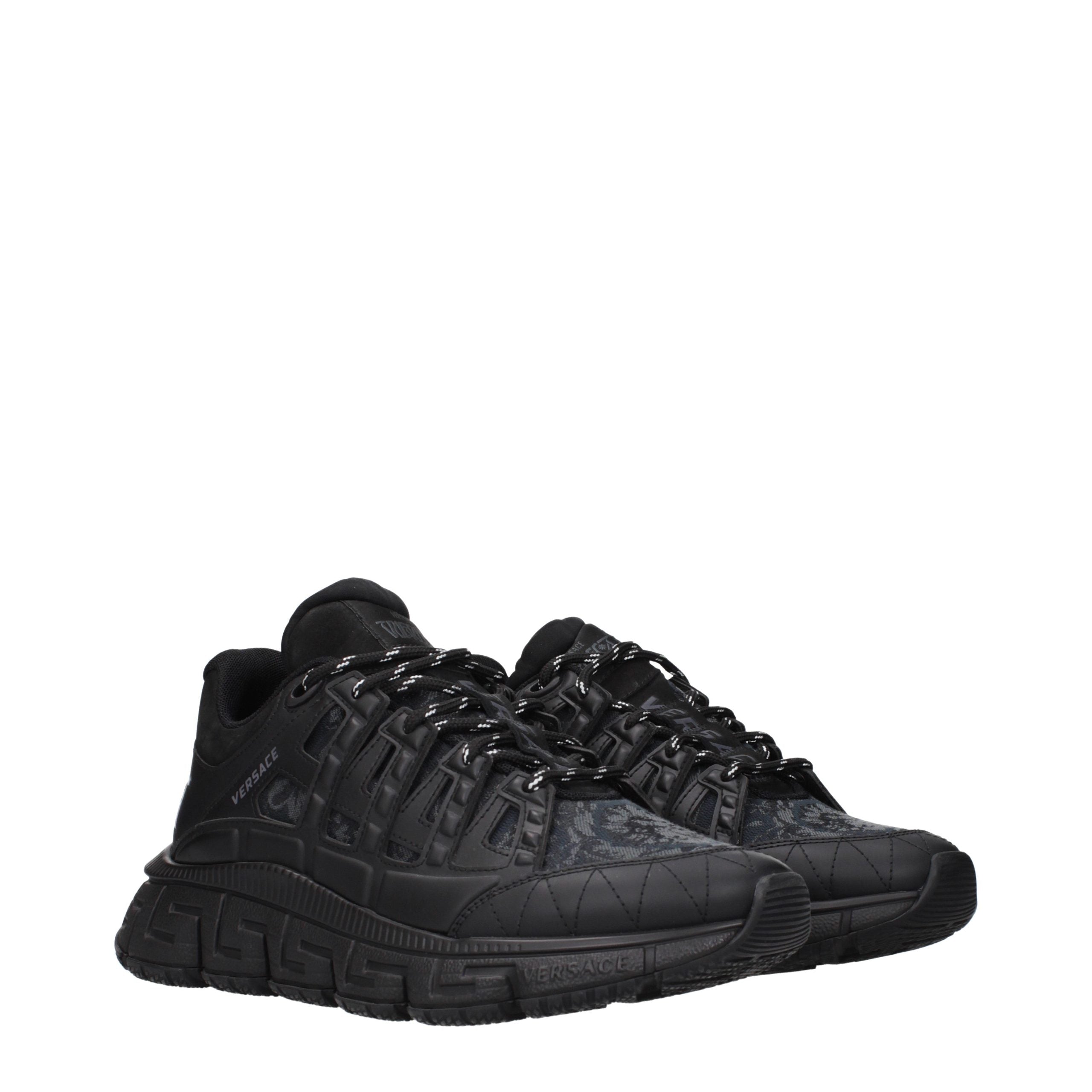 Versace Black Fabric Athletic Men's Sneakers