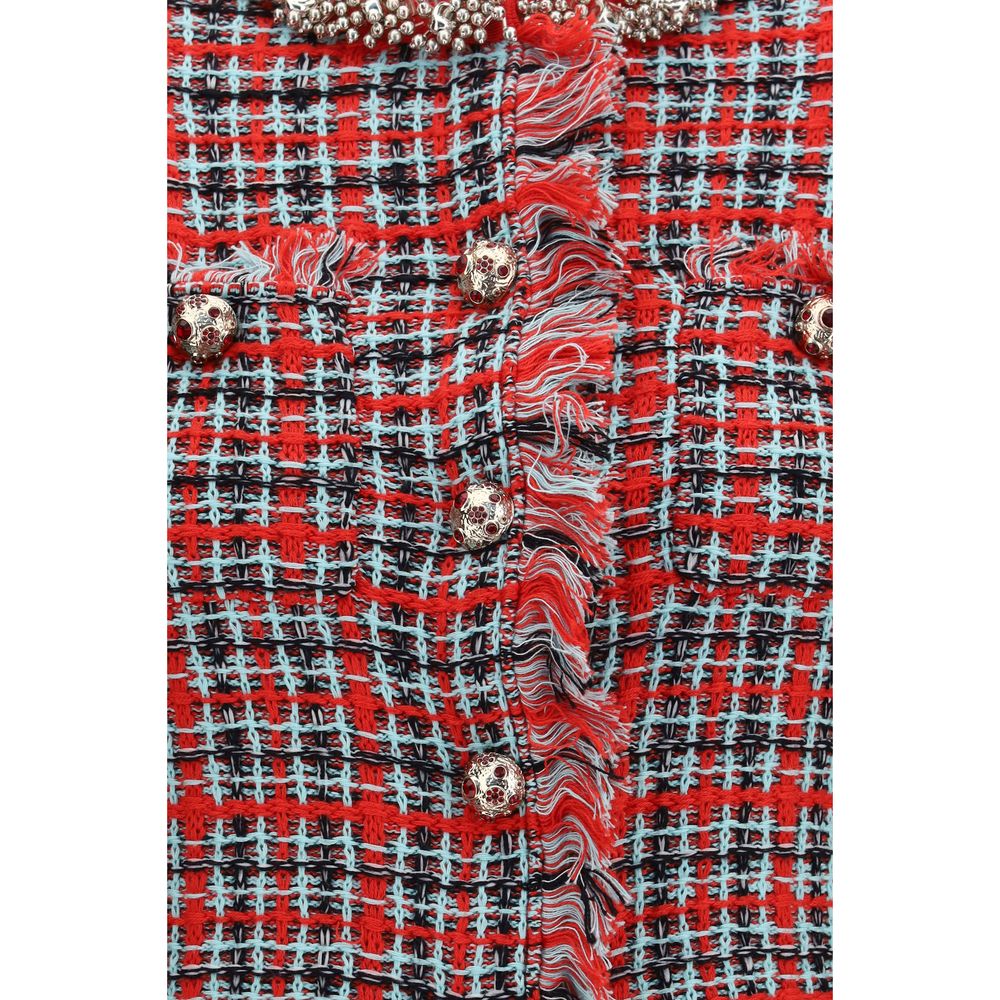Self-Portrait Red Cotton Full-Length Women's Jacket