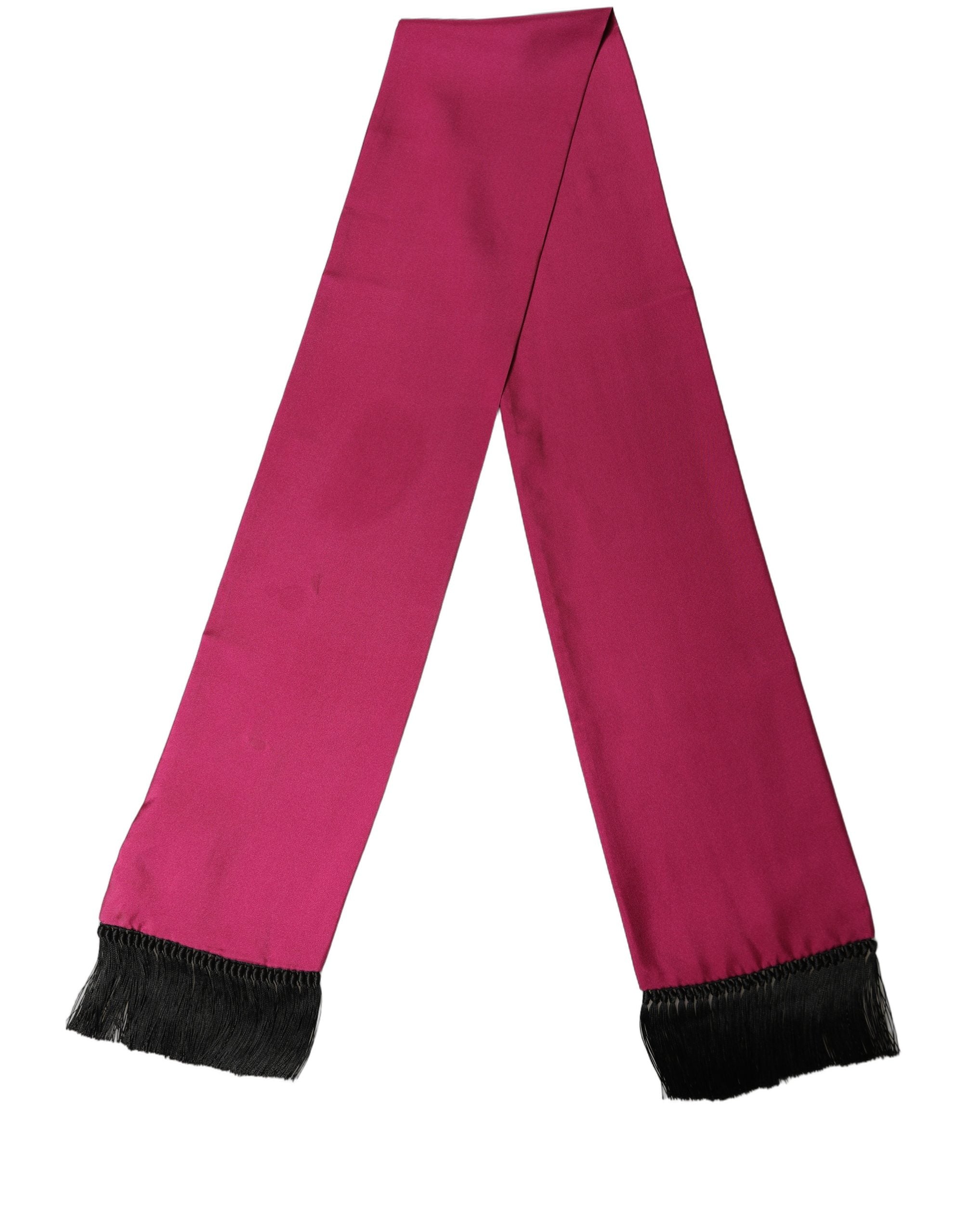 Dolce & Gabbana Men Burgundy Silk Fringed Lace Stole Men's Scarf (Pre-Owned)