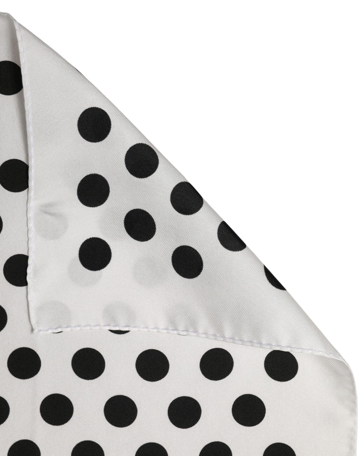 Dolce & Gabbana White Black Polka Dot Square Foulard Men's Scarf