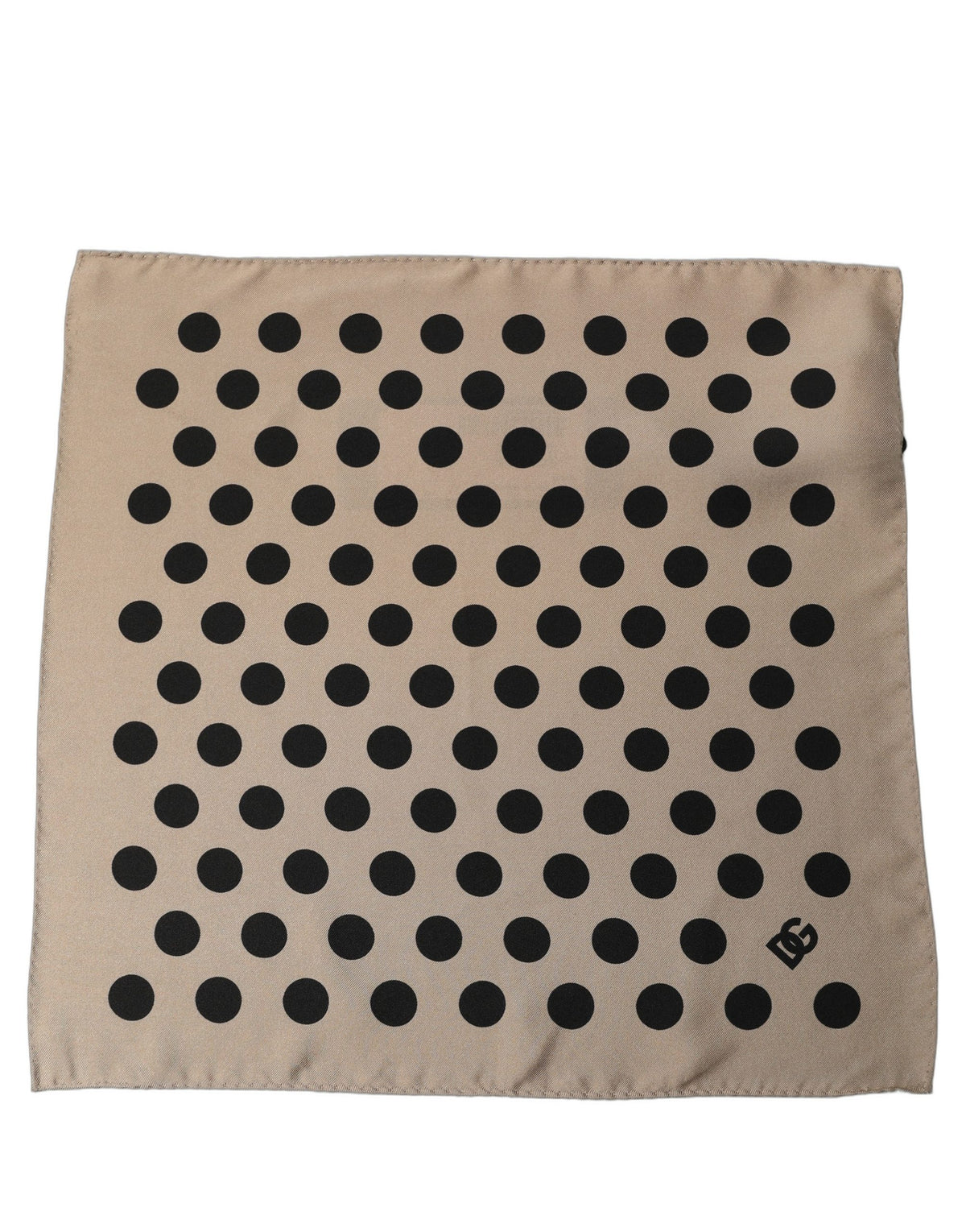 Dolce & Gabbana Beige Black Polka Dot Square Foulard Men's Scarf