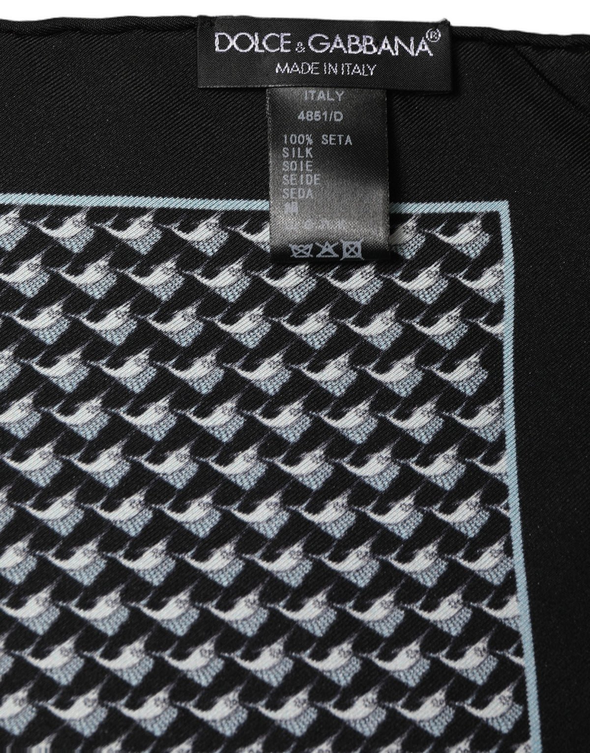 Dolce & Gabbana Black Silk Geometric Handkerchief Pocket Men's Scarf