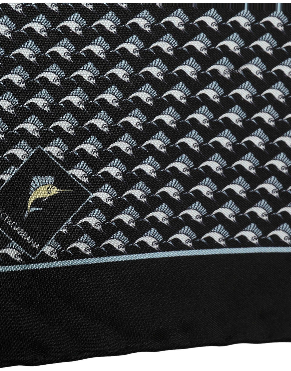 Dolce & Gabbana Black Silk Geometric Handkerchief Pocket Men's Scarf