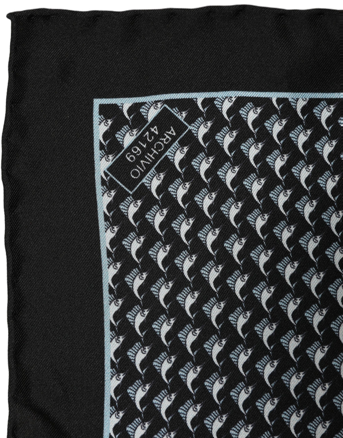 Dolce & Gabbana Black Silk Geometric Handkerchief Pocket Men's Scarf