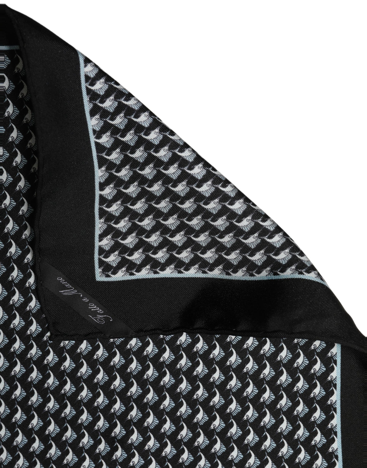 Dolce & Gabbana Black Silk Geometric Handkerchief Pocket Men's Scarf