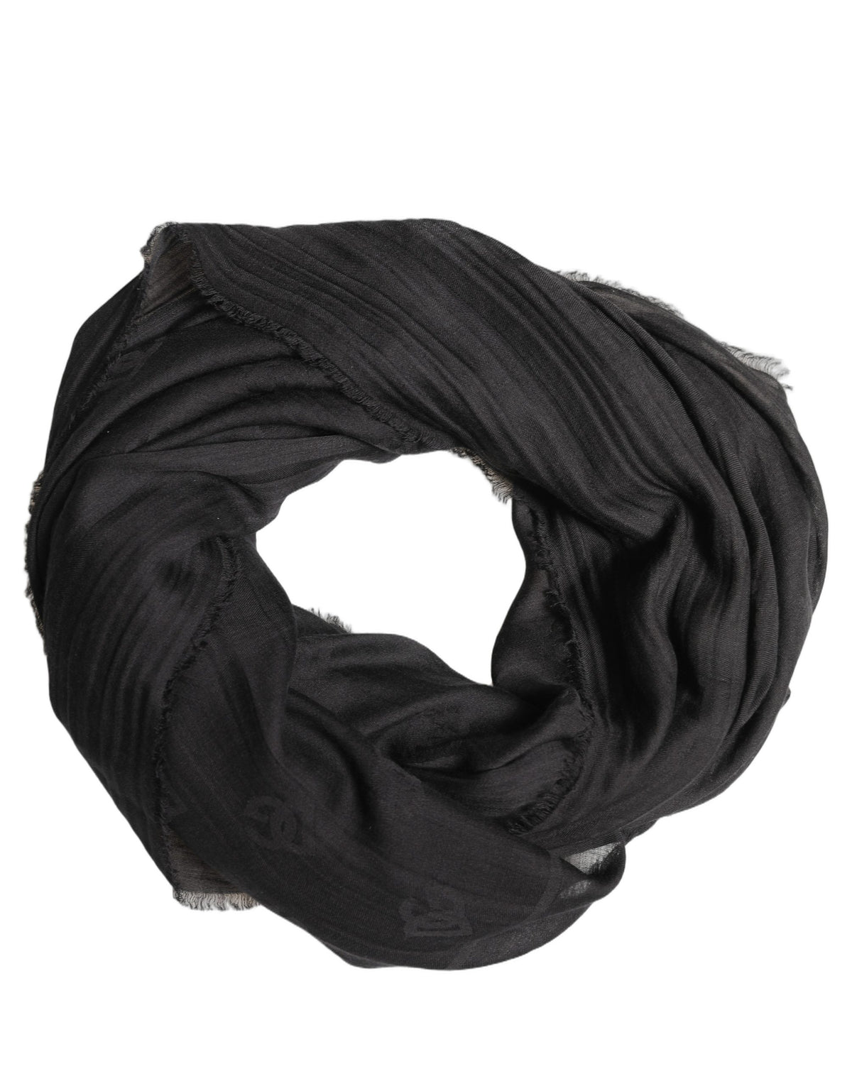 Dolce & Gabbana Black Silk Wool Fringed Men Lace Stole Men's Scarf
