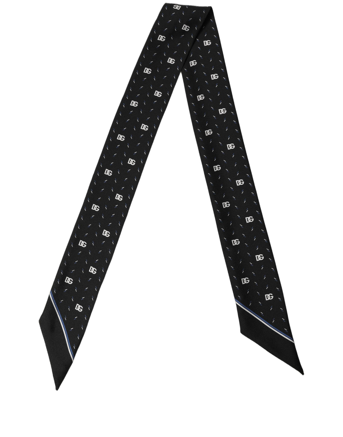 Dolce & Gabbana Black Silk DG Logo Men Skinny Shawl Men's Scarf