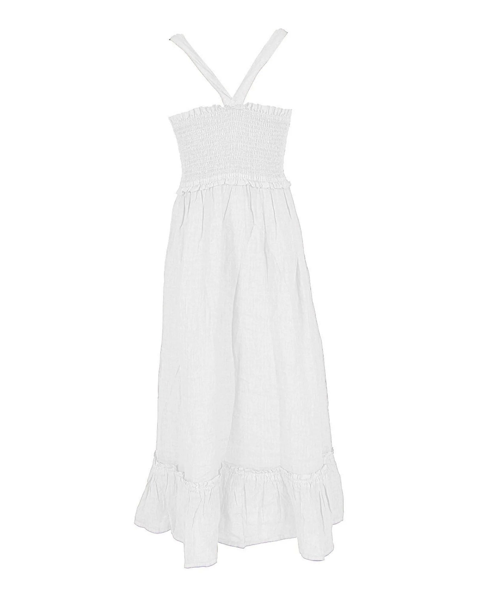Yes Zee White Linen Casual Women's Dress