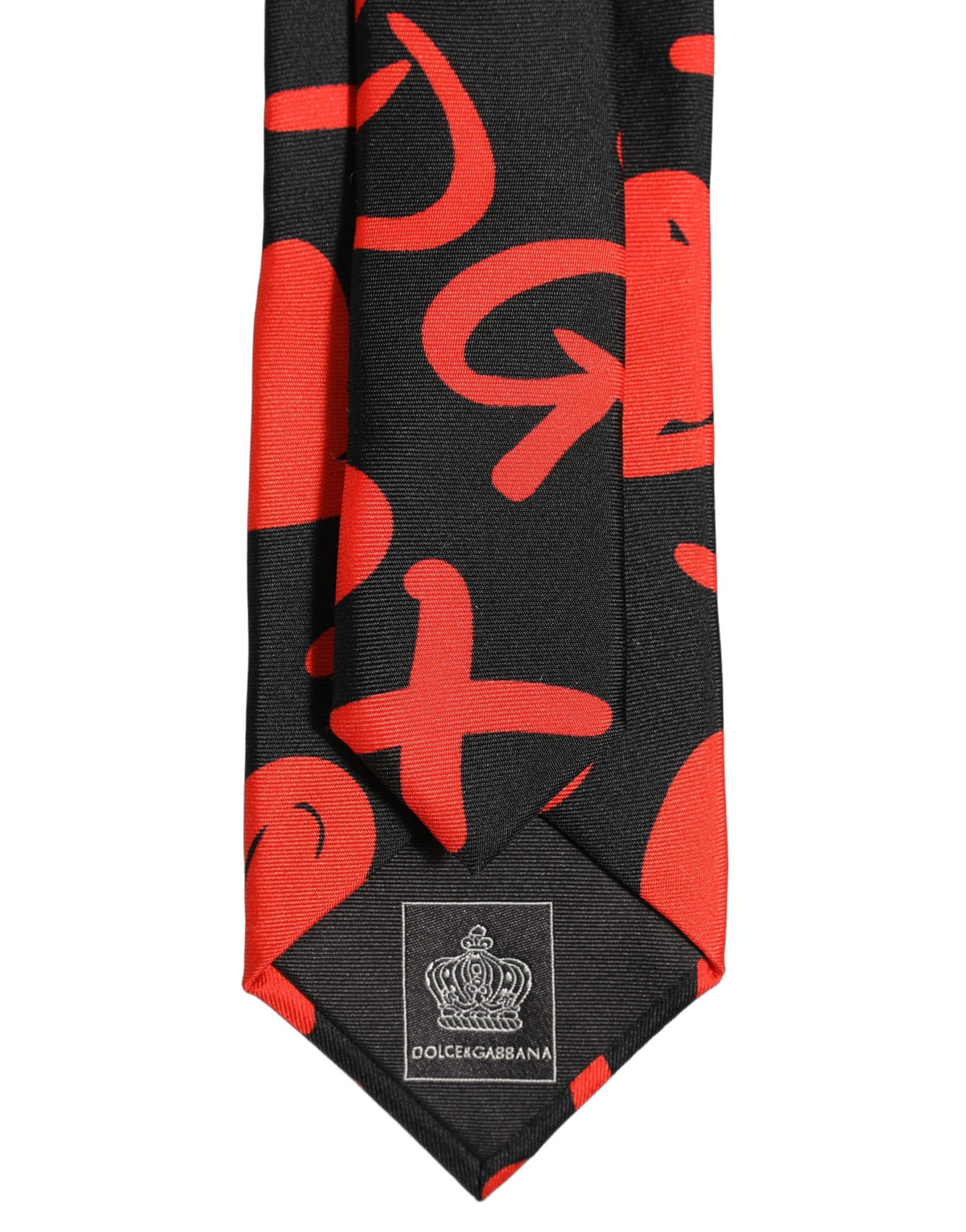 Dolce & Gabbana Black Silk Red Graphic Hearts Adjustable Men'sd NeckMen's Men's Tie (Pre-Owned)