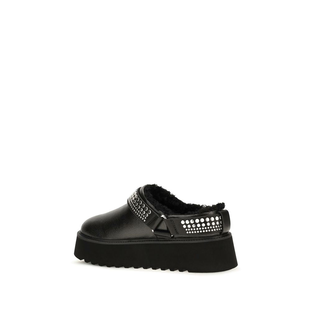 PINKO Black Calf Leather Bos Taurus Women's Clogs