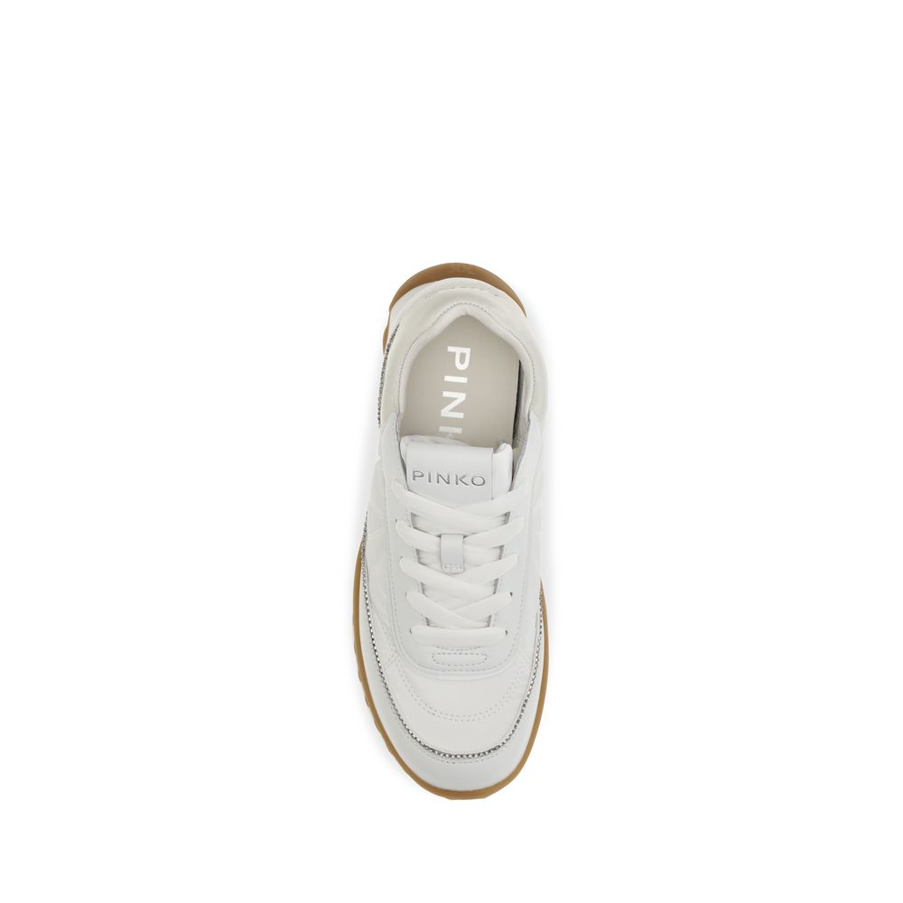 PINKO White Fabric Low Top Women's Sneakers