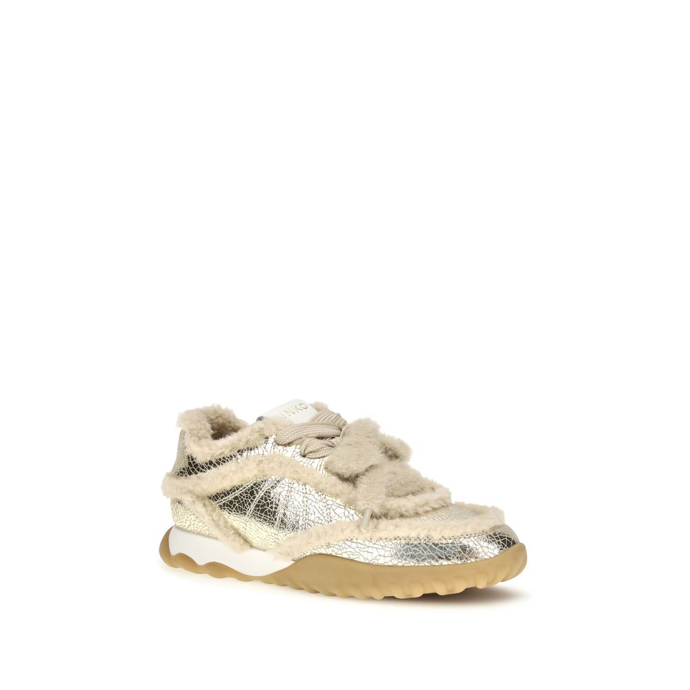 PINKO Silver Calf Leather Bos Taurus Chunky Women's Sneakers