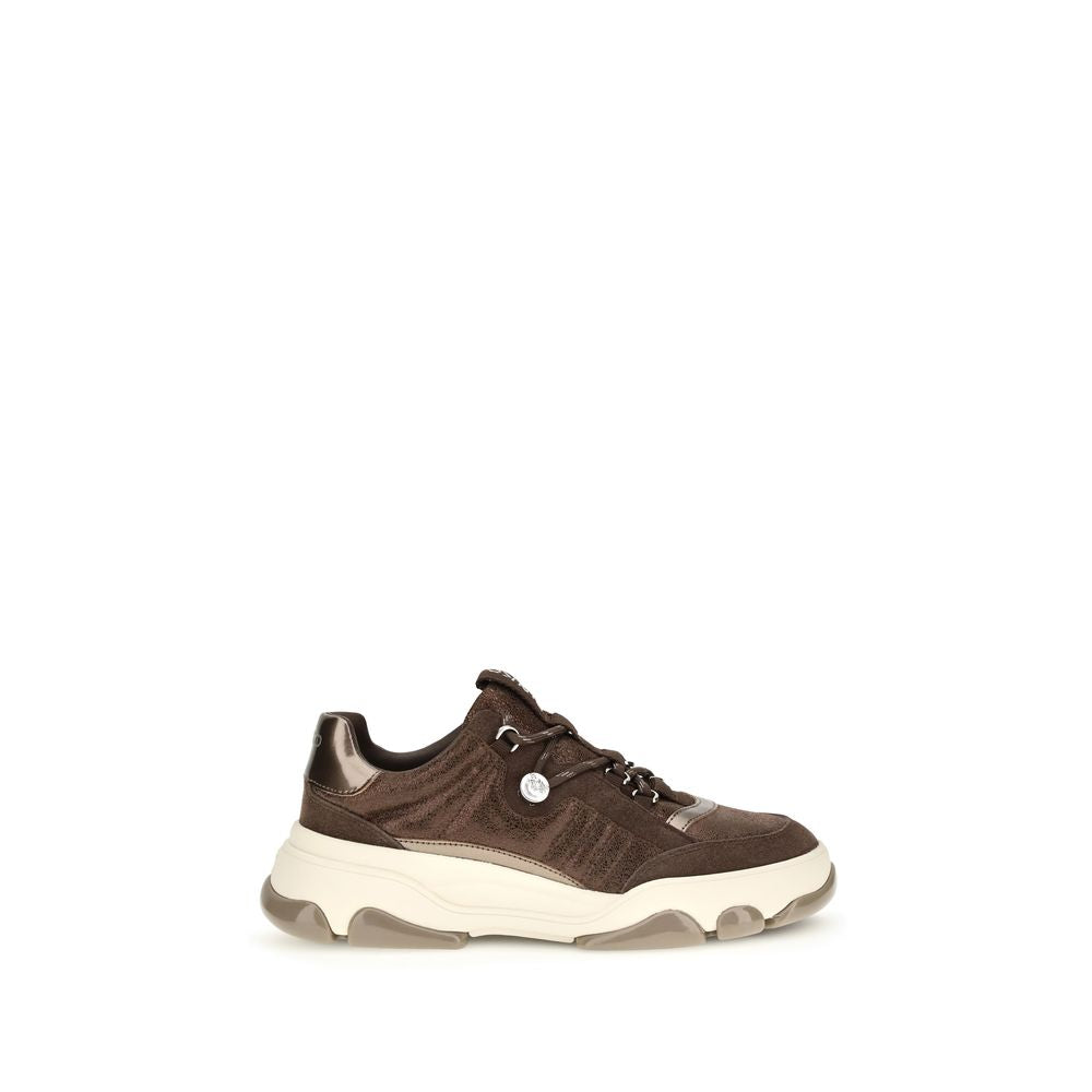 PINKO Brown Calf Leather Bos Taurus Chunky Women's Sneakers