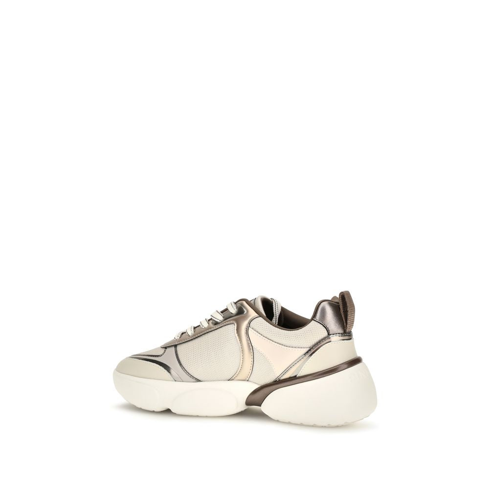 PINKO Beige Calf Leather Bos Taurus Chunky Women's Sneakers