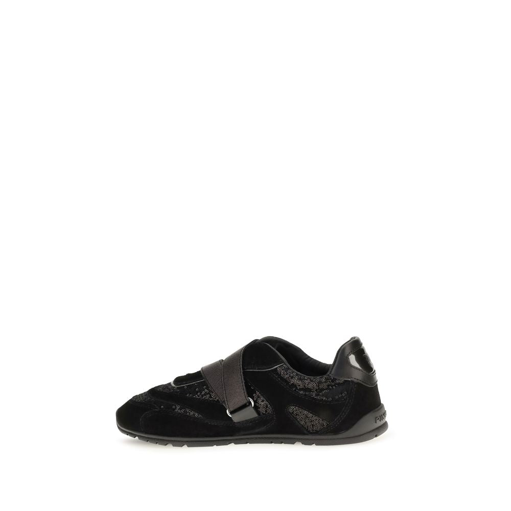 PINKO Black Suede Leather Athletic Women's Sneakers