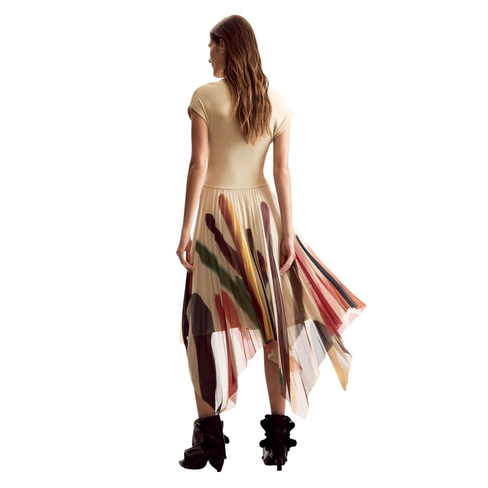 Desigual Beige Polyester Long Women's Dress