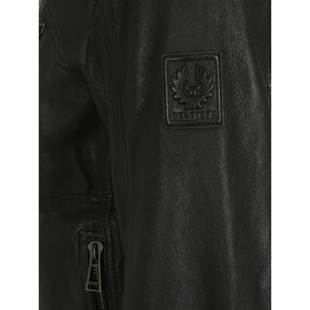 Belstaff Black Lamb Ovis Aries Leather Men's Jacket