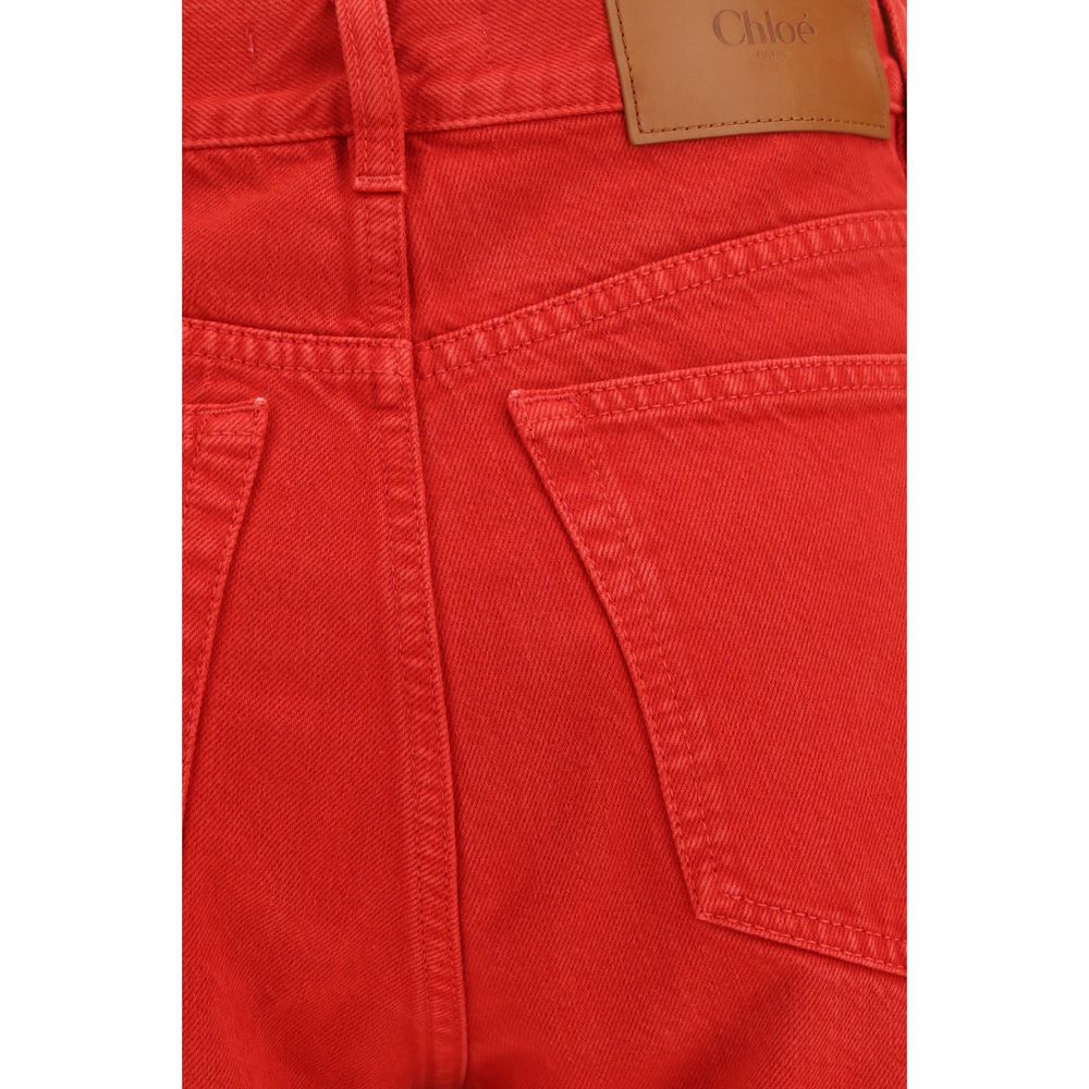 Chloé Red Cotton Casual Women's Pants