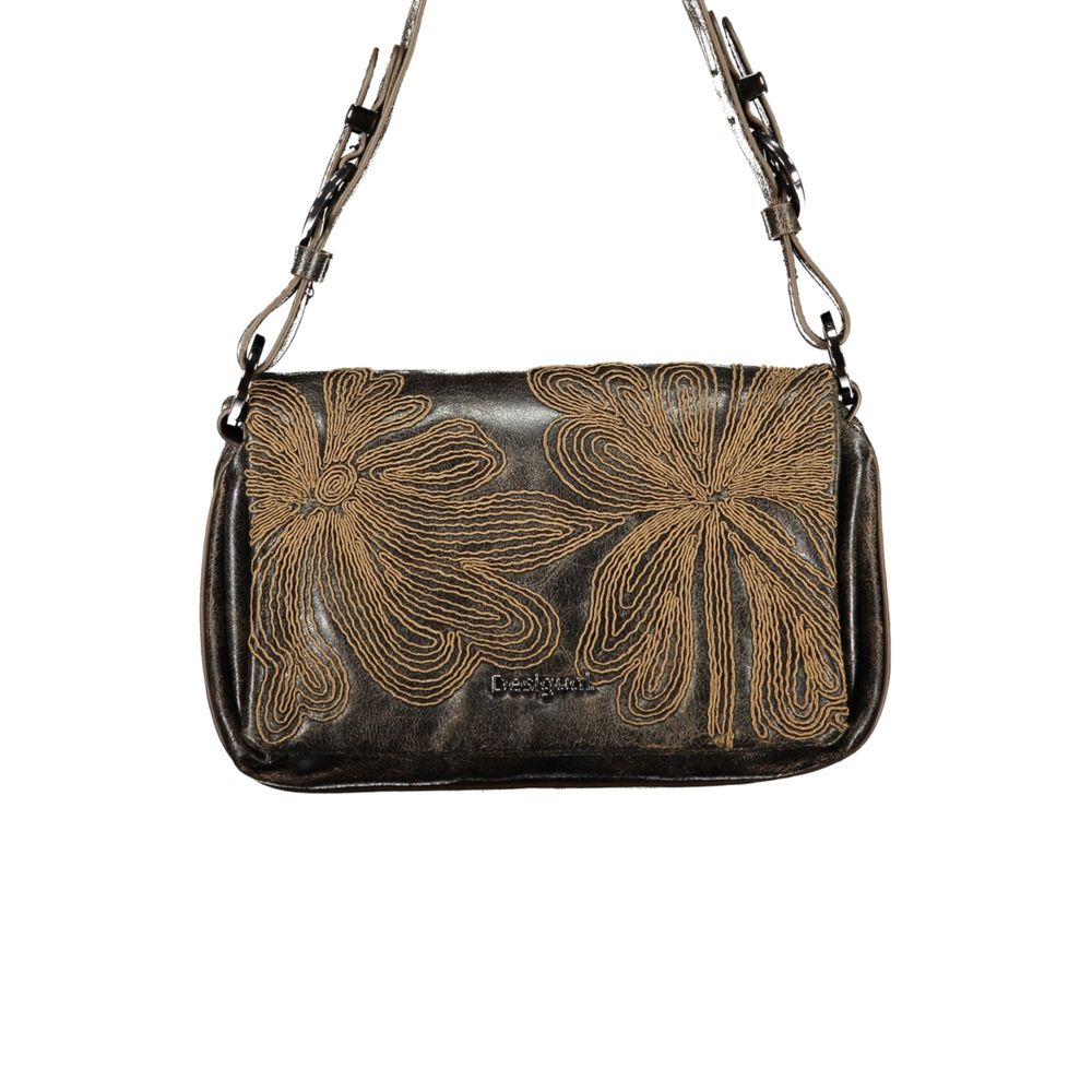 Desigual Brown Polyurethane Women's Bag with Embroidery and Magnet Women's Closure