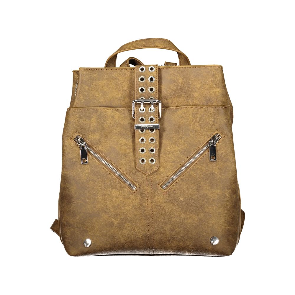 Desigual Brown Polyurethane Women's Backpack for Trendy Women's Adventures