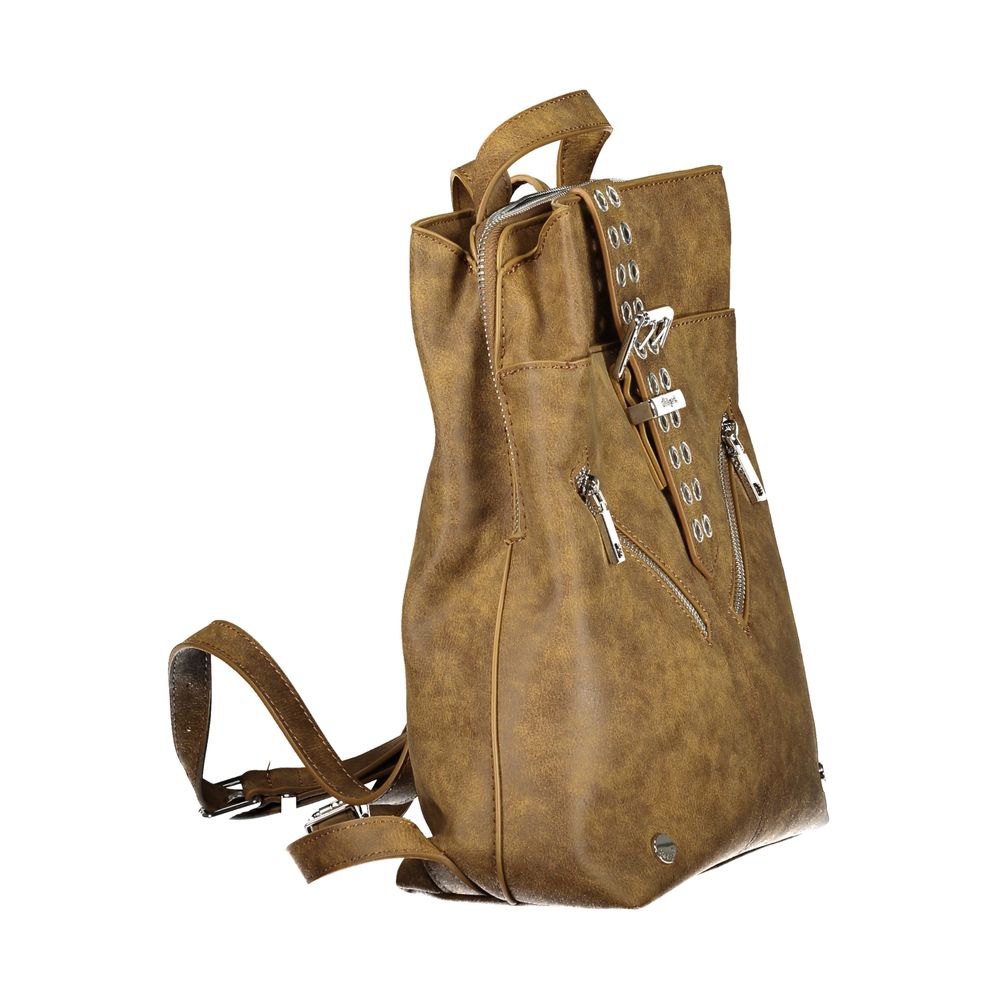 Desigual Brown Polyurethane Women's Backpack for Trendy Women's Adventures