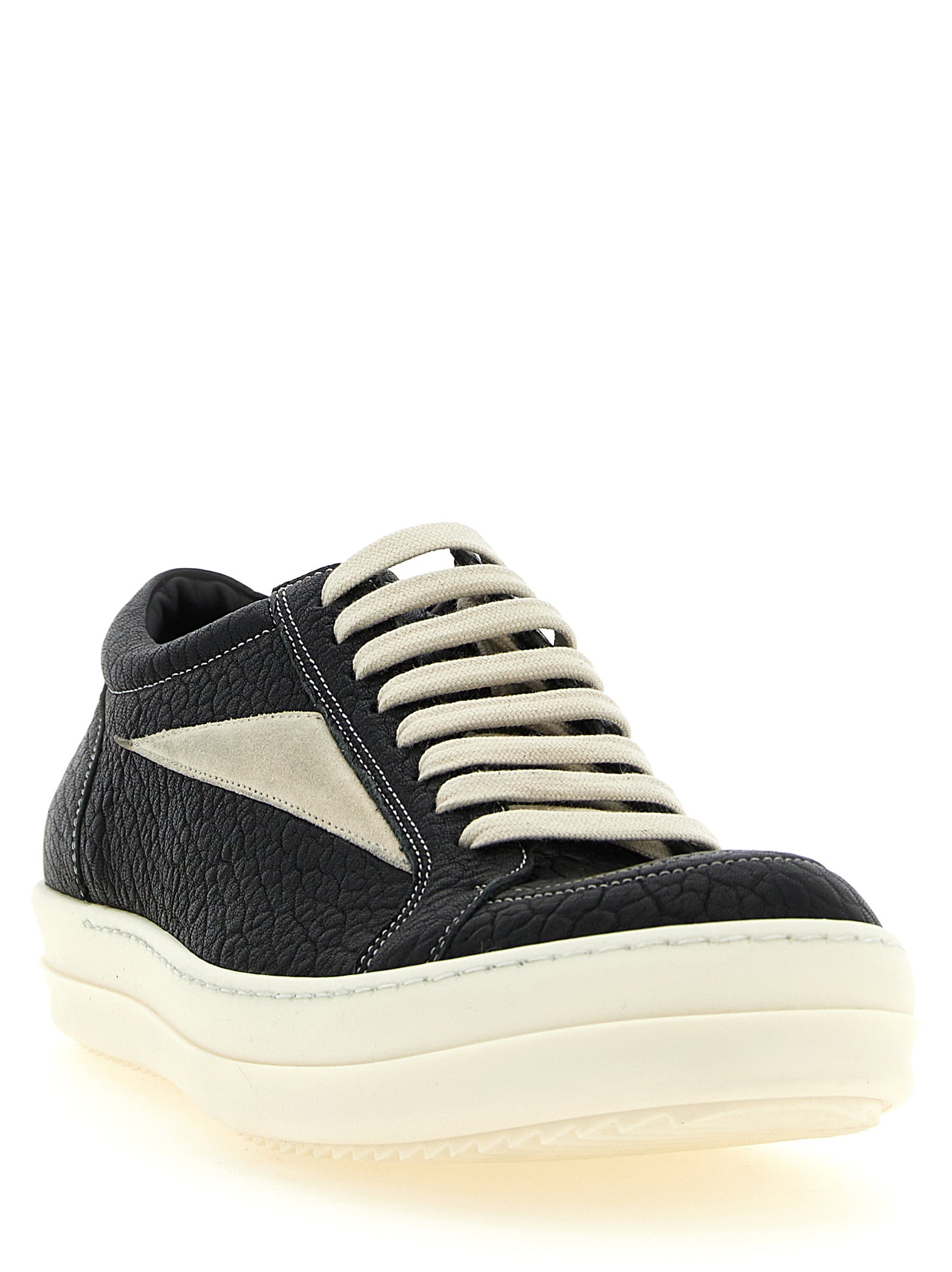 Rick Owens Bicolor Lamb Leather Low Top Men's Sneakers