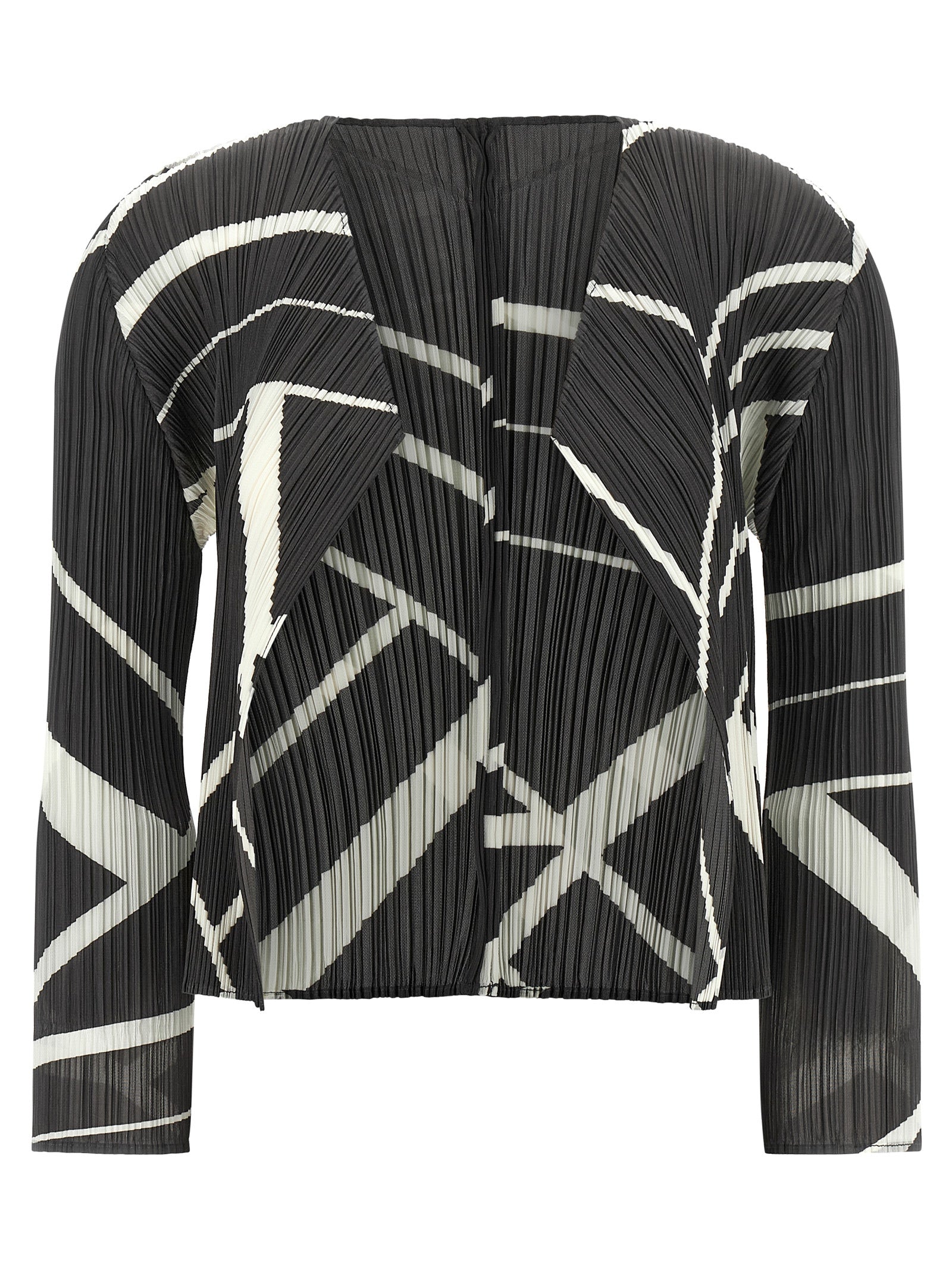 PLEATS PLEASE ISSEY MIYAKE Bicolor Polyester Women's Cardigan