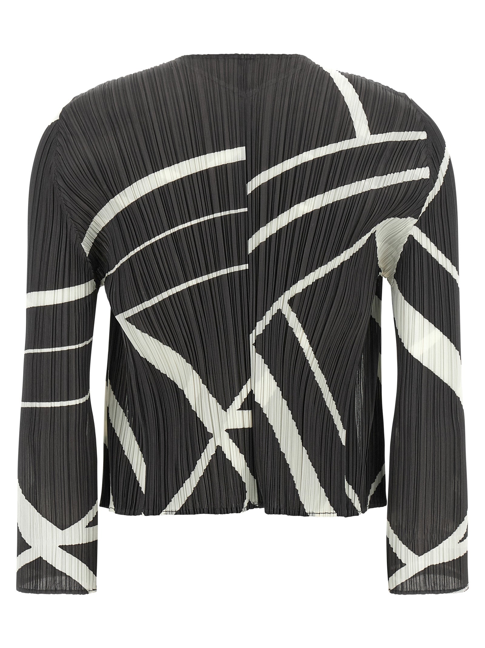 PLEATS PLEASE ISSEY MIYAKE Bicolor Polyester Women's Cardigan
