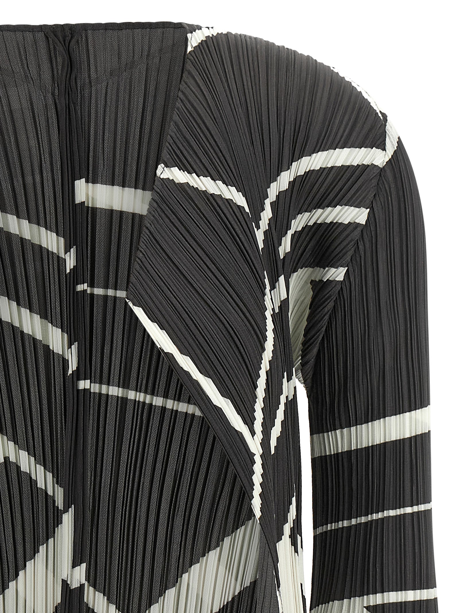 PLEATS PLEASE ISSEY MIYAKE Bicolor Polyester Women's Cardigan