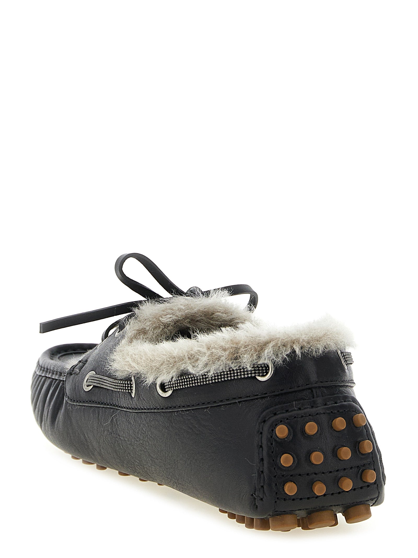 Brunello Cucinelli Black Calfskin Slip-On Women's Loafers