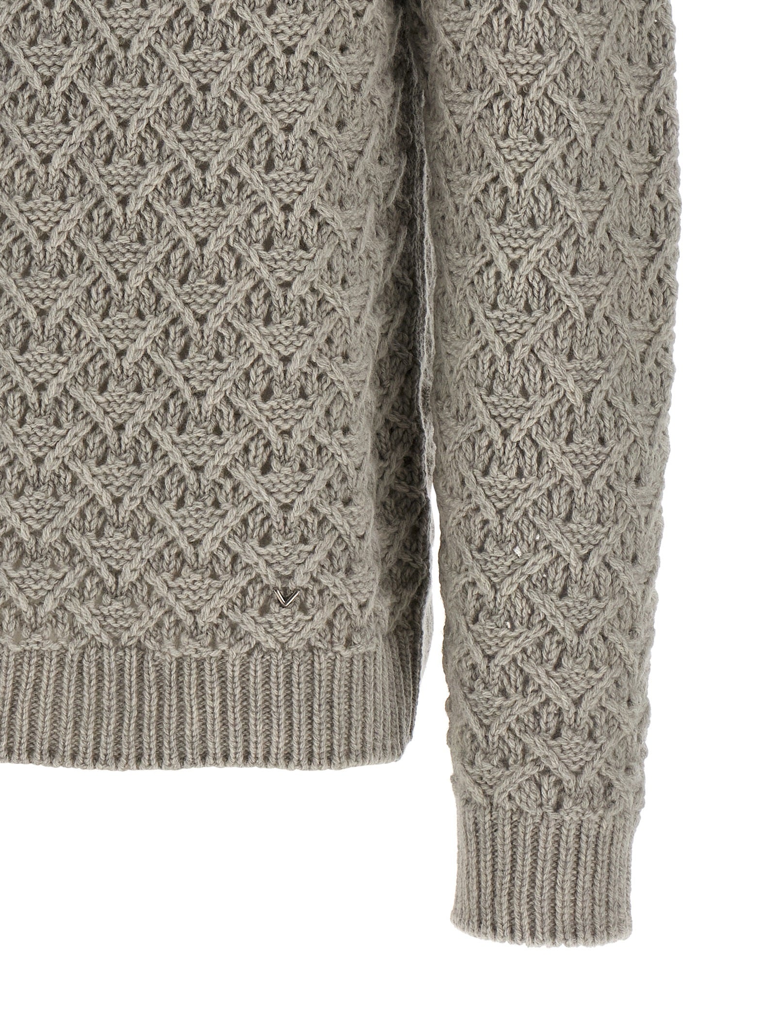 Valentino Garavani Gray Virgin Wool Men's Cardigan