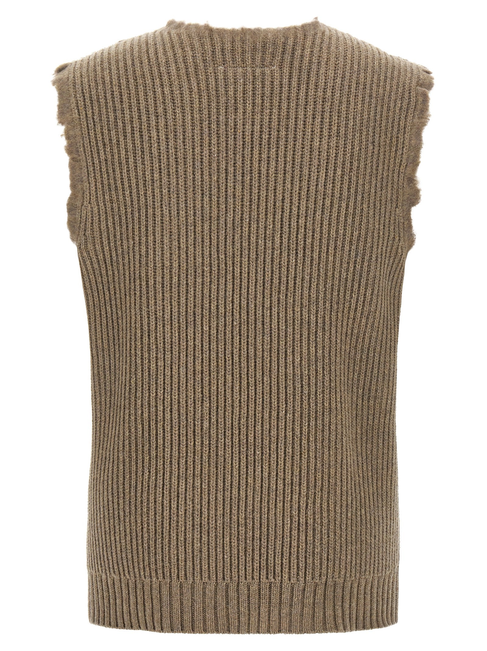 MM6 Maison Margiela Beige Wool Sleeveles Men's Sweater