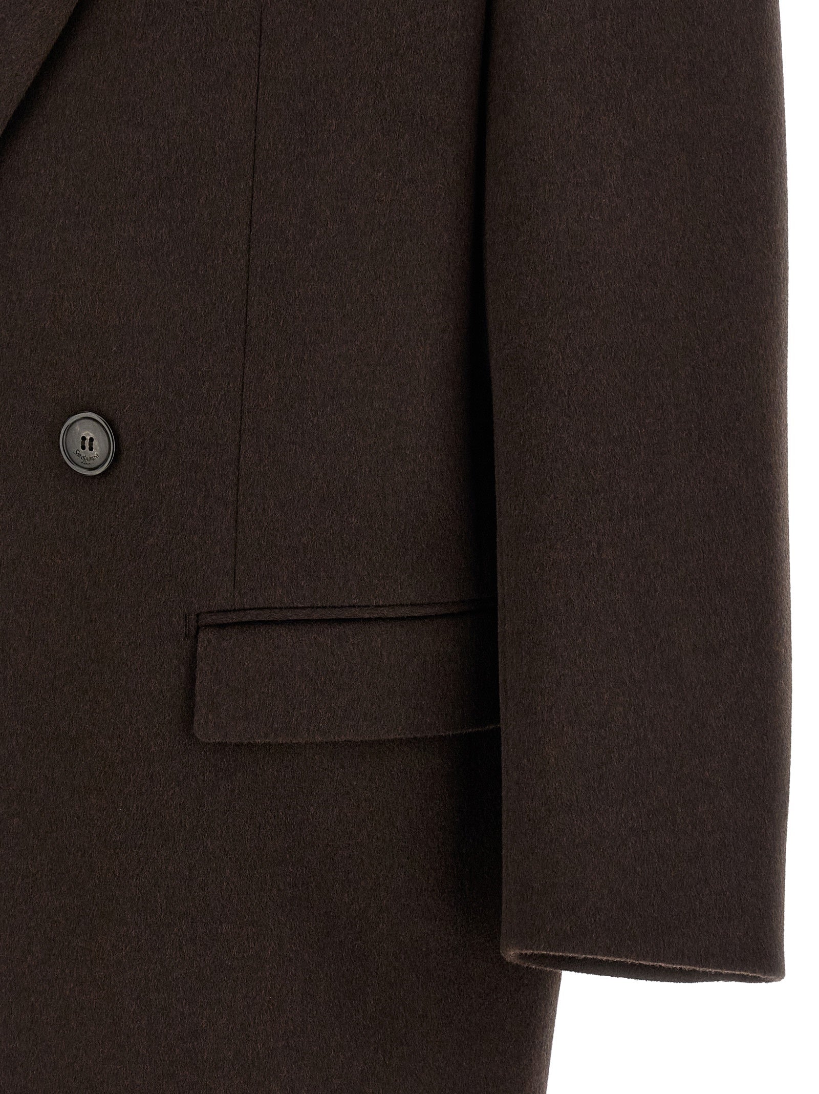 Saint Laurent Brown Wool Men's Coat