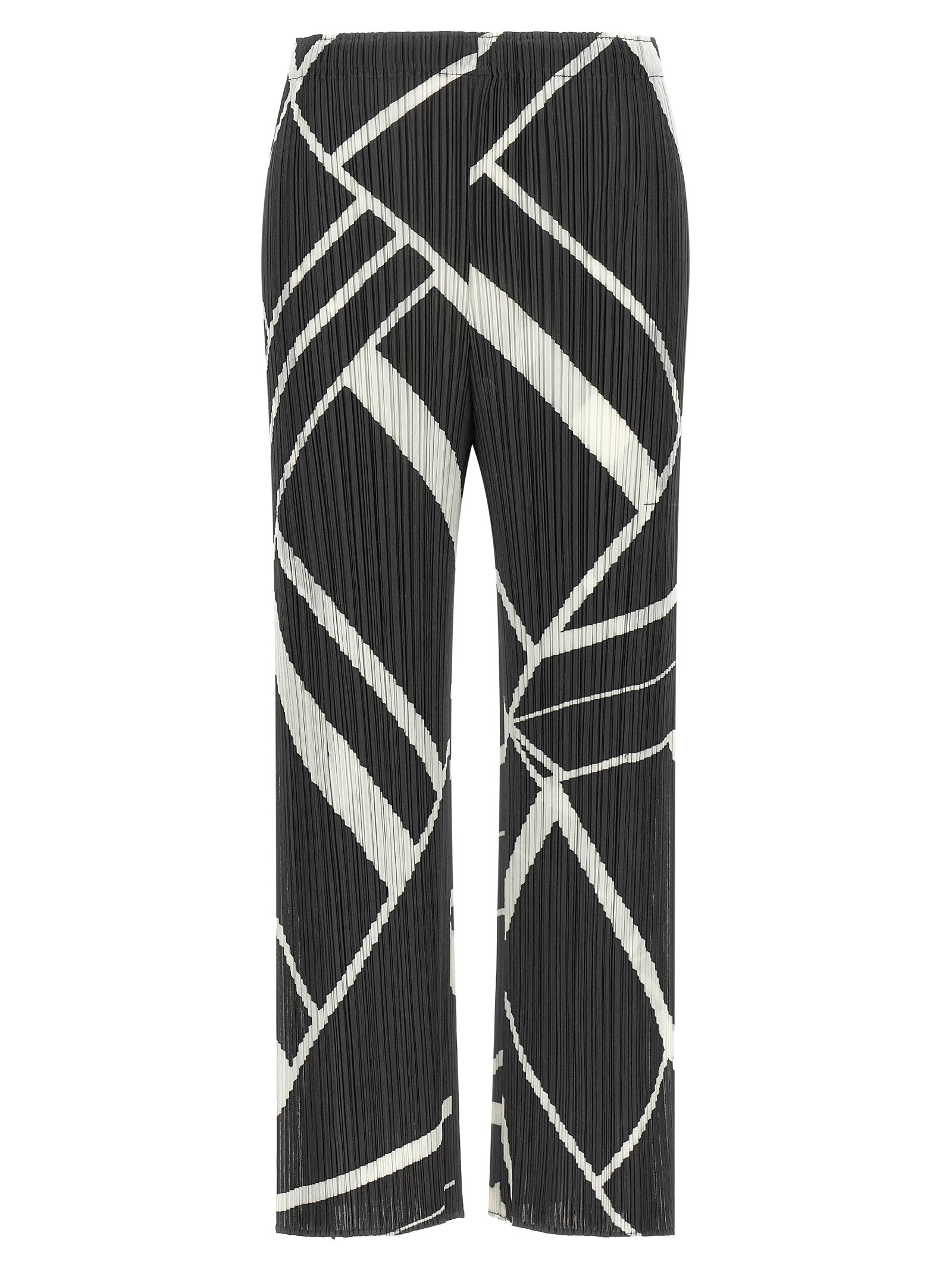 PLEATS PLEASE ISSEY MIYAKE Gray Polyester Casual Women's Pants