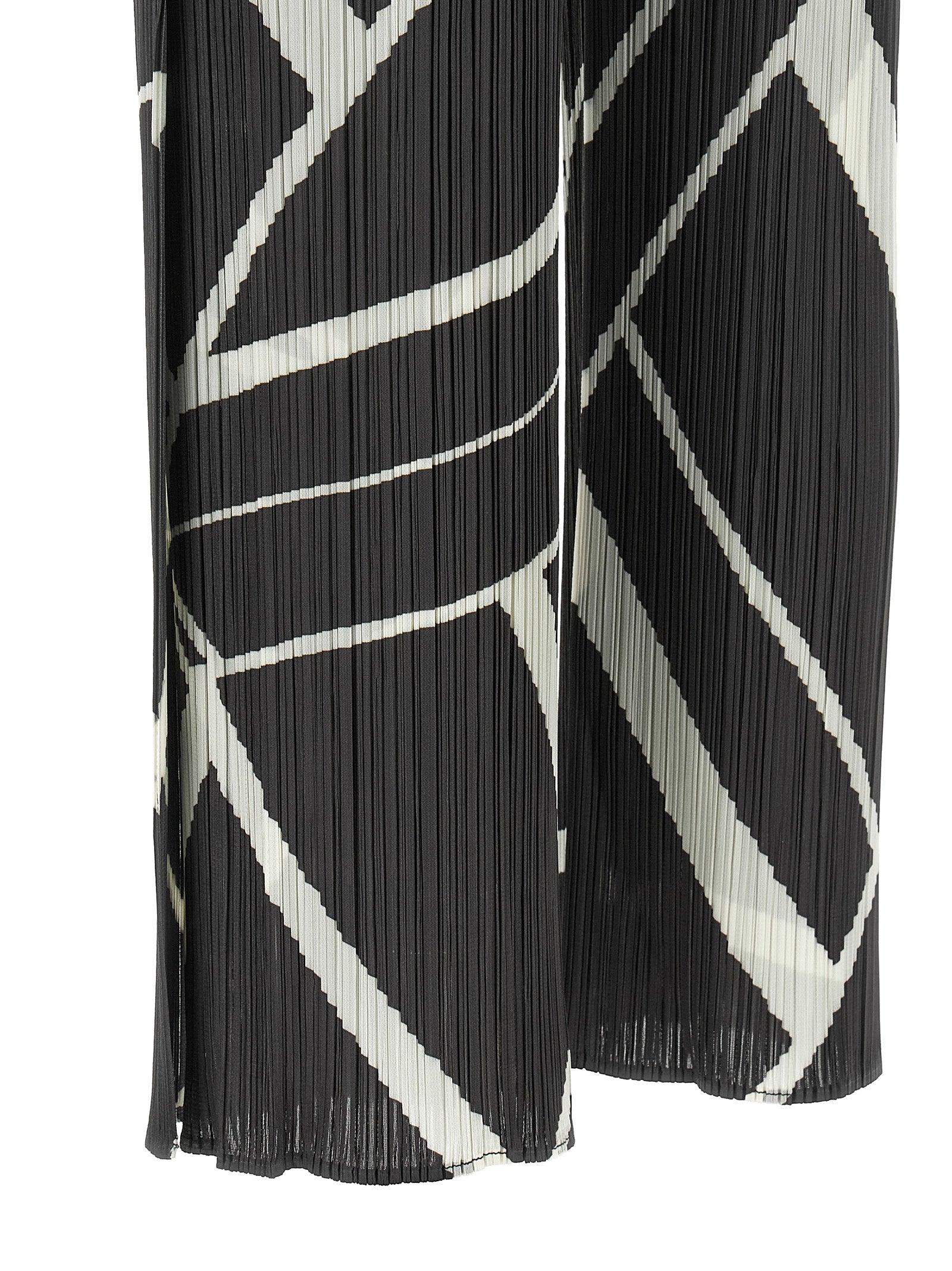 PLEATS PLEASE ISSEY MIYAKE Gray Polyester Casual Women's Pants