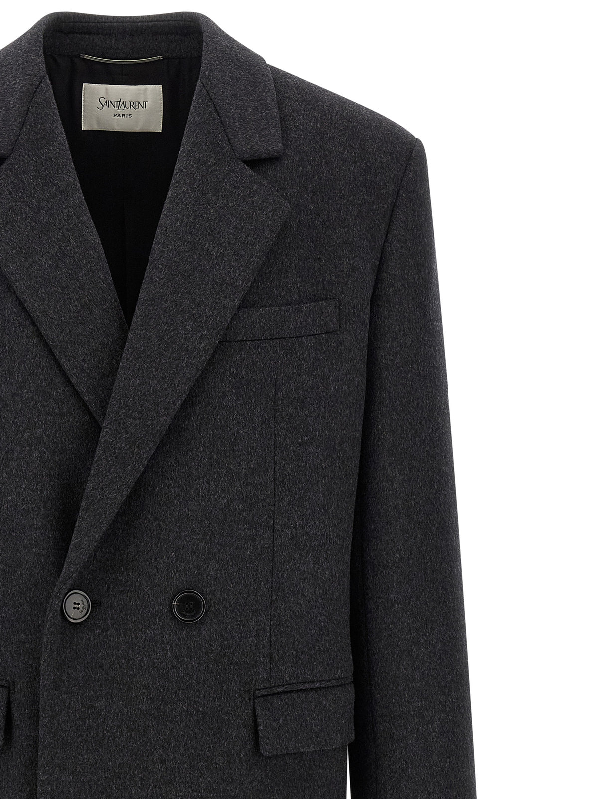 Saint Laurent Gray Wool Men's Coat