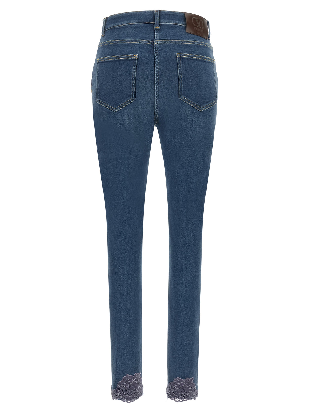 Valentino Garavani Blue Lamb Fur High-Waisted Women's Jean