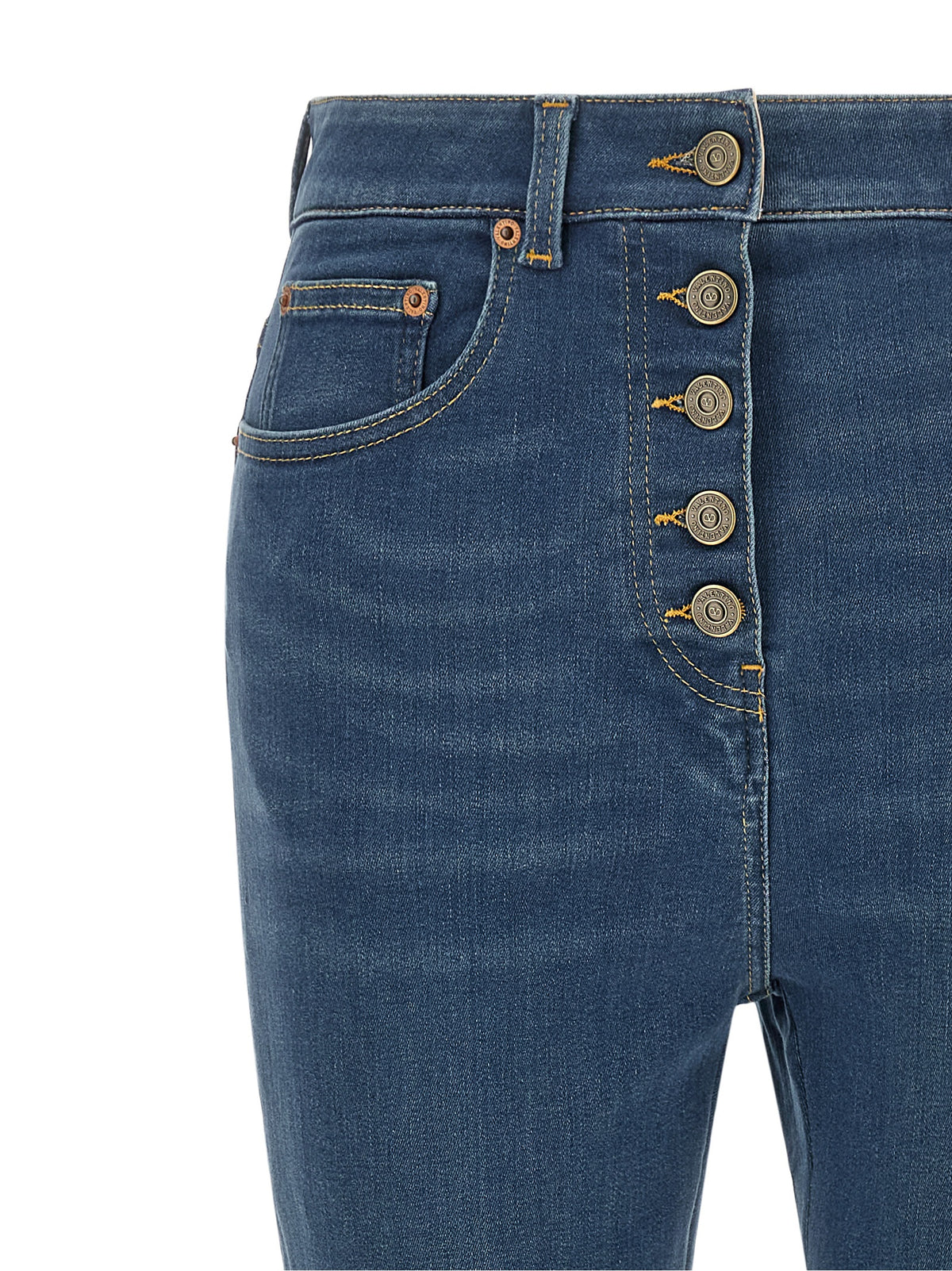 Valentino Garavani Blue Lamb Fur High-Waisted Women's Jean