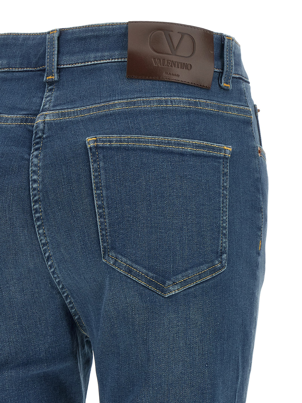 Valentino Garavani Blue Lamb Fur High-Waisted Women's Jean