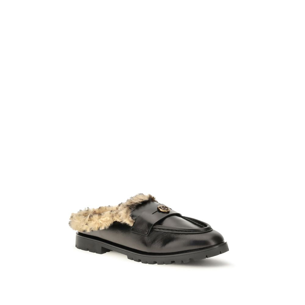 PINKO Black Calf Leather Bos Taurus Women's Mules