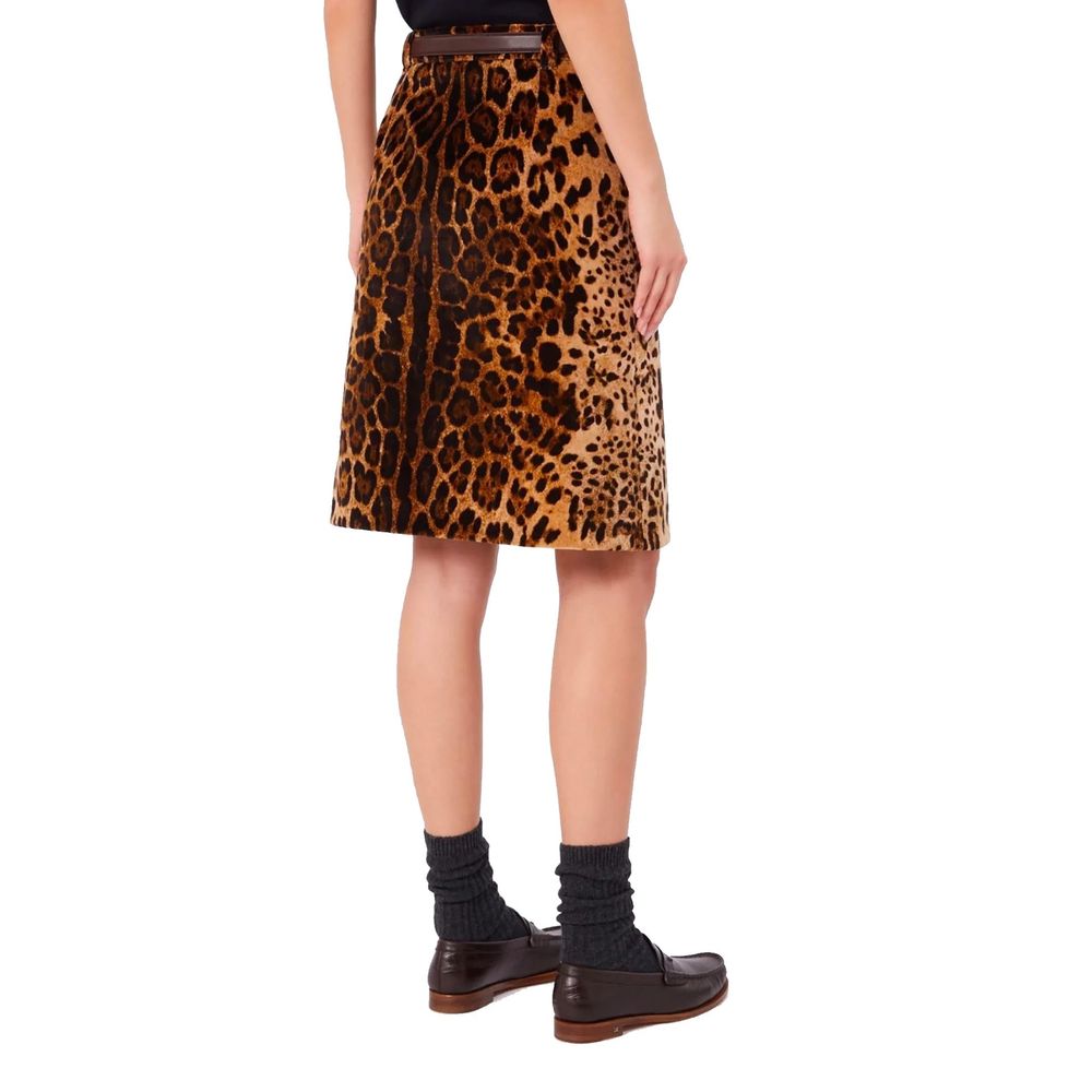 Max Mara Brown Cotton Midi Women's Skirt