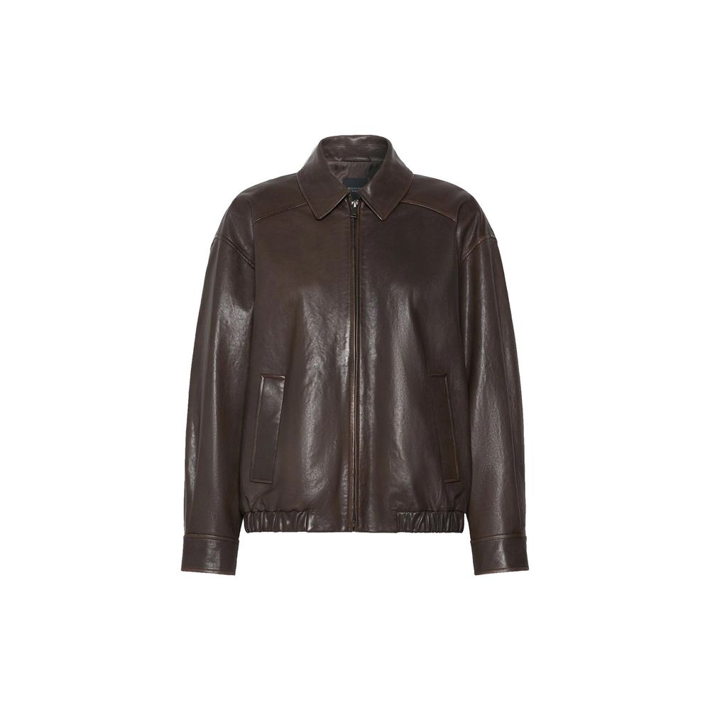 Max Mara Brown Lamb Leather Leather Women's Jacket