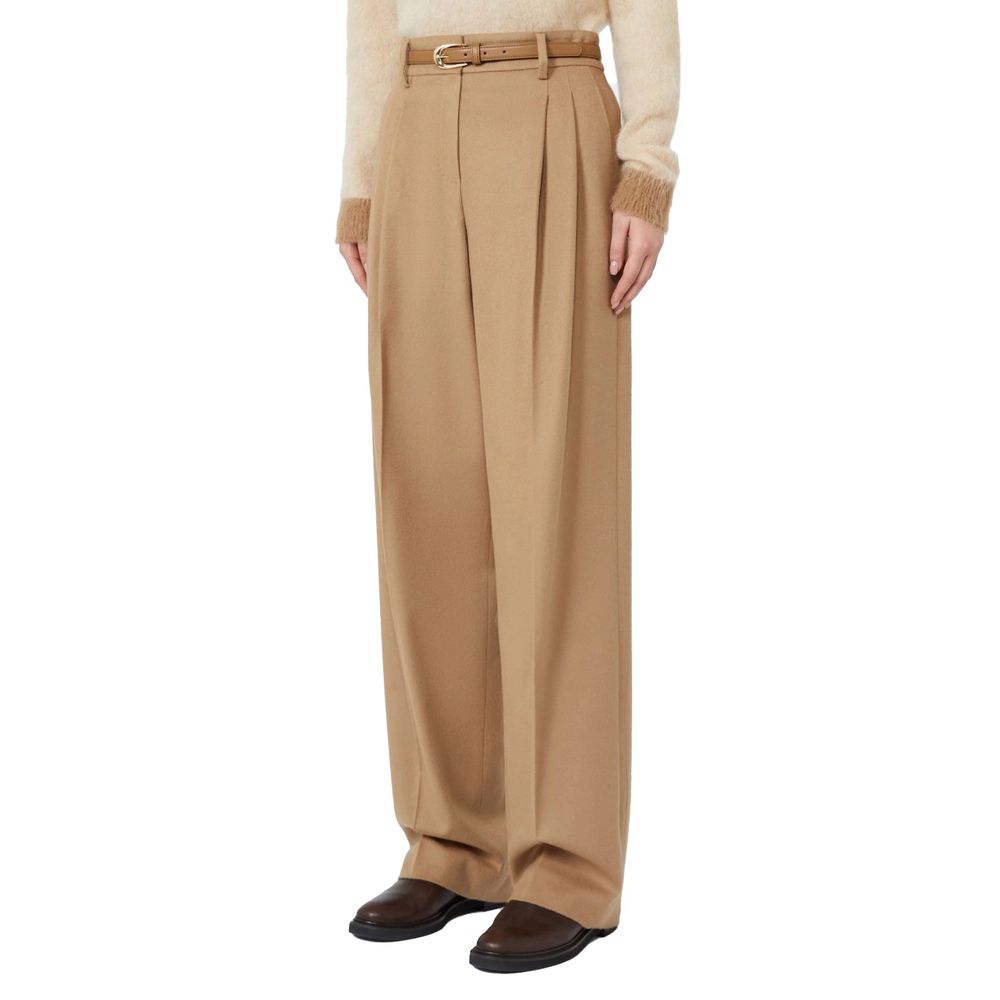 Max Mara Brown Virgin Wool Casual Women's Pants